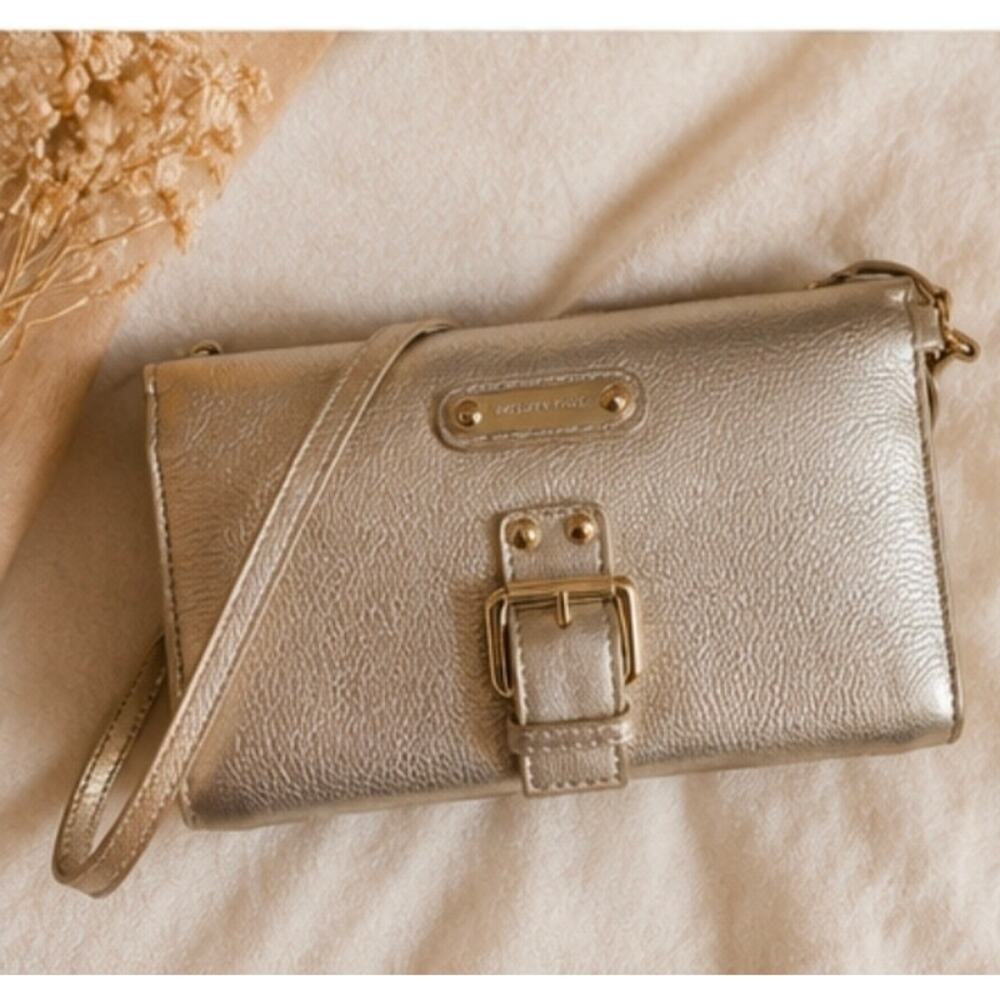 Michael Kors Liquid Gold Convertible Wristlet Clutch ✨ Y2K Glam Grab & Go - Picture 2 of 10